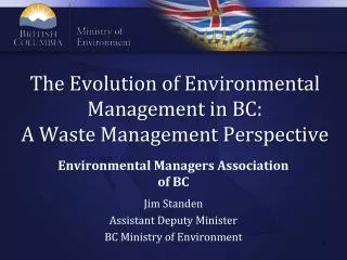 The Evolution of Environmental Management in BC: A Waste Management Perspective