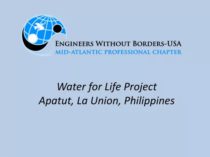 water for life project apatut la union philippines