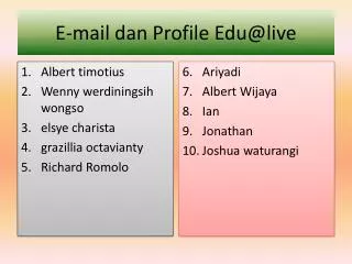 E-mail dan Profile Edu@live