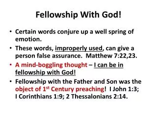 Fellowship With God!