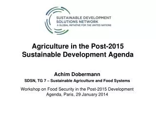 Agriculture in the Post-2015 Sustainable Development Agenda