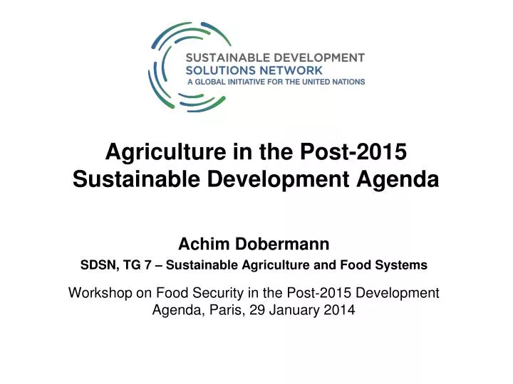 agriculture in the post 2015 sustainable development agenda