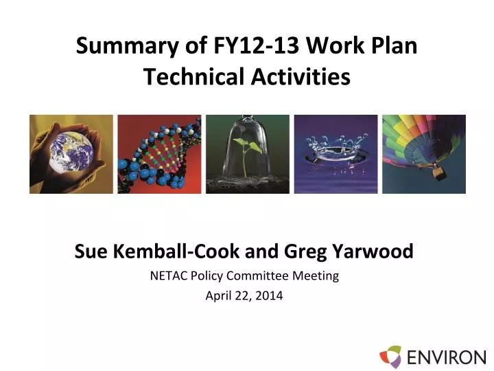 summary of fy12 13 work plan technical activities
