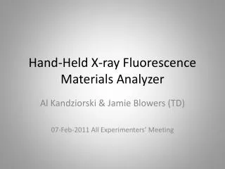 Hand-Held X-ray Fluorescence Materials Analyzer