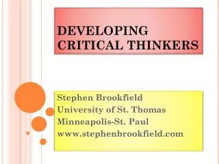 DEVELOP ING CRITICAL THINKERS