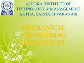 ASHOKA INSTITUTE OF TECHNOLOGY &amp; MANAGEMENT AKTHA, SARNATH VARANASI