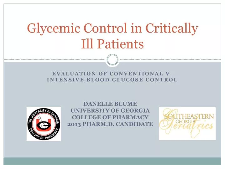 glycemic control in critically ill patients