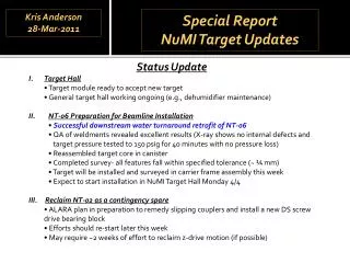 Special Report NuMI Target Updates