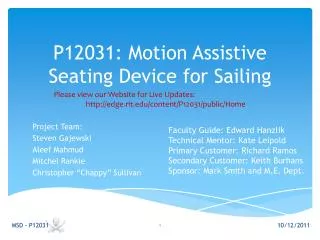 P12031: Motion Assistive Seating Device for Sailing