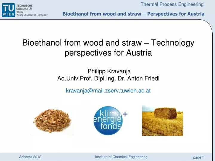 bioethanol from wood and straw perspectives for austria