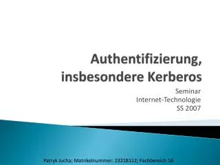 authentifizierung insbesondere kerberos