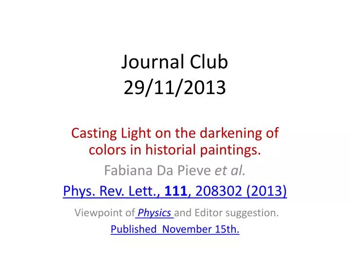 journal club 29 11 2013