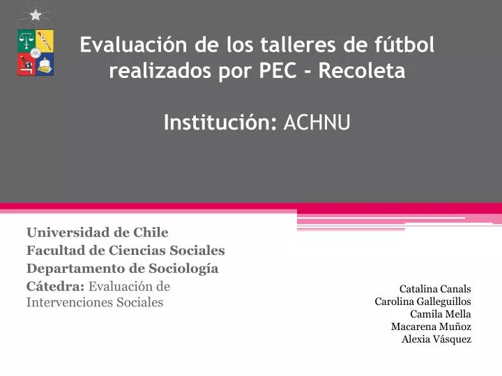 evaluaci n de los talleres de f tbol realizados por pec recoleta instituci n achnu