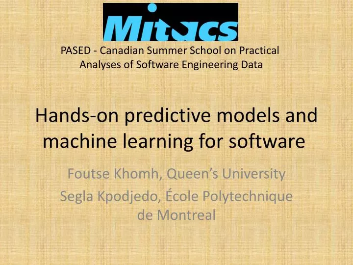 hands on predictive models and machine learning for software