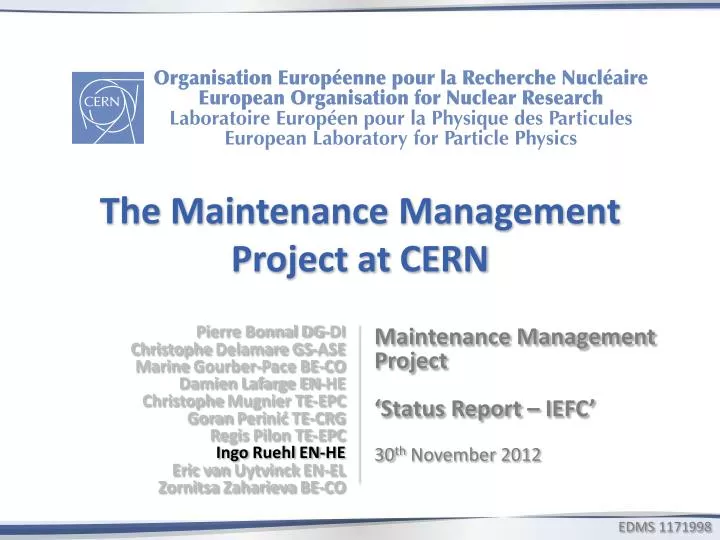 the maintenance management project at cern