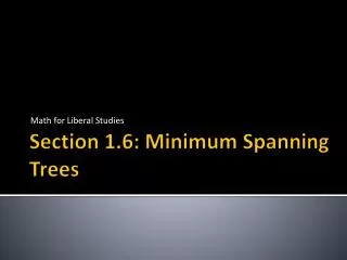 Section 1.6: Minimum Spanning Trees