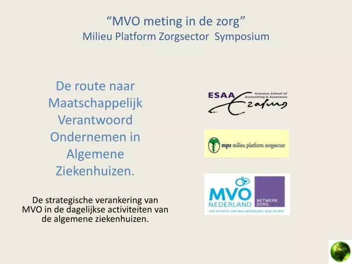 mvo meting in de zorg milieu platform zorgsector symposium