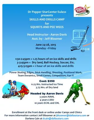 Dr Pepper StarCenter Euless presents SKILLS AND DRILLS CAMP for SQUIRTS AND PEE WEES