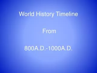 World History Timeline From 800A.D.-1000A.D.