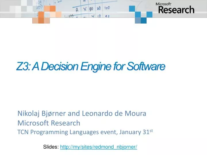 z3 a decision engine for software