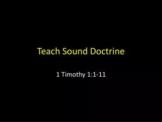 Teach Sound Doctrine