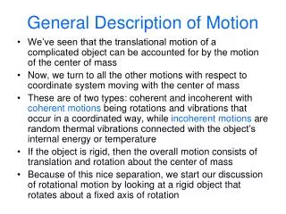 General Description of Motion