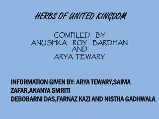 HERBS OF UNITED KINGDOM