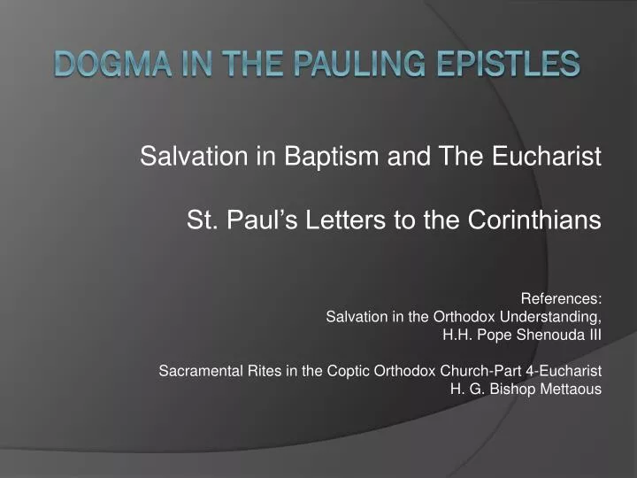 dogma in the pauling epistles