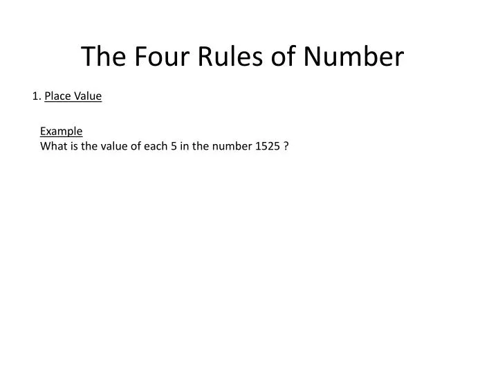 the four rules of number