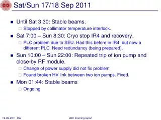 Sat/Sun 17/18 Sep 2011