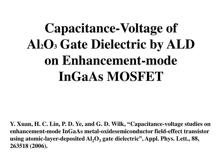 capacitance voltage of al 2 o 3 gate dielectric by ald on enhancement mode ingaas mosfet