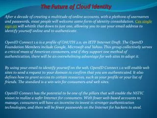 The Future of Cloud Identity