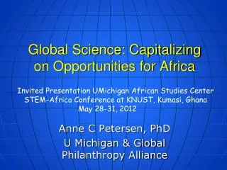Global Science: Capitalizing on Opportunities for Africa