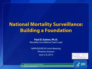 National Mortality Surveillance: Building a Foundation