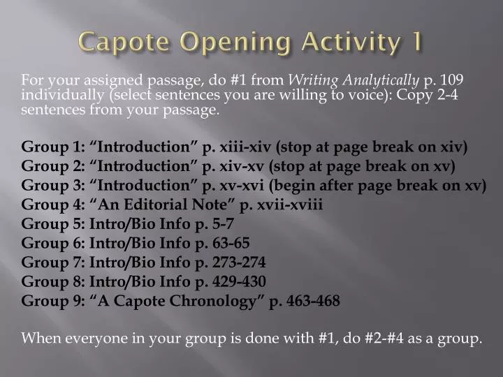 capote opening activity 1