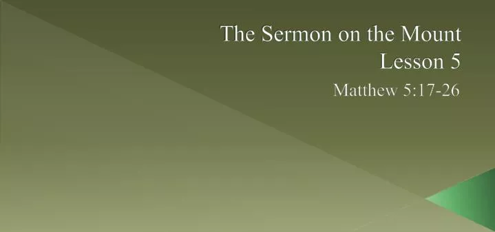 the sermon on the mount lesson 5