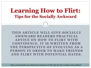 Learning How to Flirt: Tips for the Socially Awkward