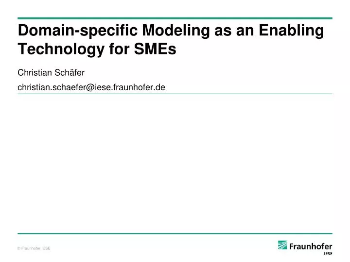 domain specific modeling as an enabling technology for smes