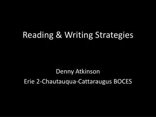 Reading &amp; Writing Strategies