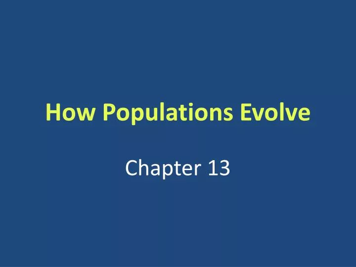 how populations evolve