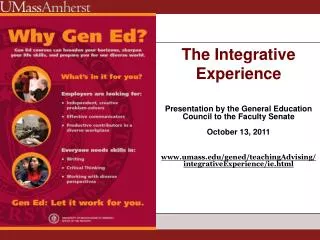 The Integrative Experience Presentation by the General Education Council to the Faculty Senate