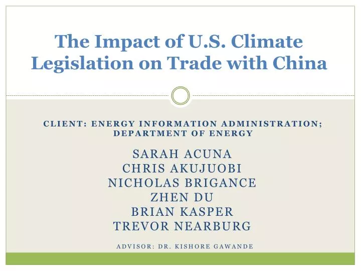 the impact of u s climate legislation on trade with china