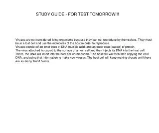 STUDY GUIDE - FOR TEST TOMORROW!!!