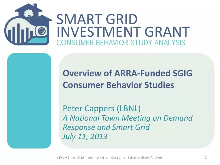 overview of arra funded sgig consumer behavior studies