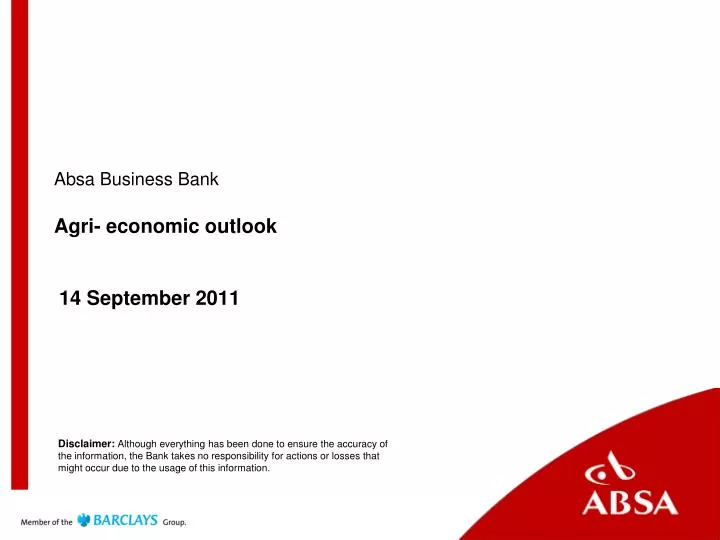 absa business bank agri economic outlook 14 september 2011