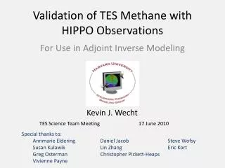 Validation of TES Methane with HIPPO Observations