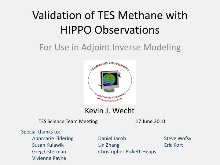 validation of tes methane with hippo observations