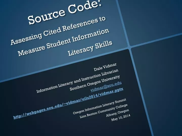 source code assessing cited references to measure student information literacy skills