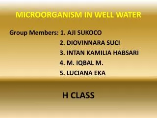 MICROORGANISM IN WELL WATER