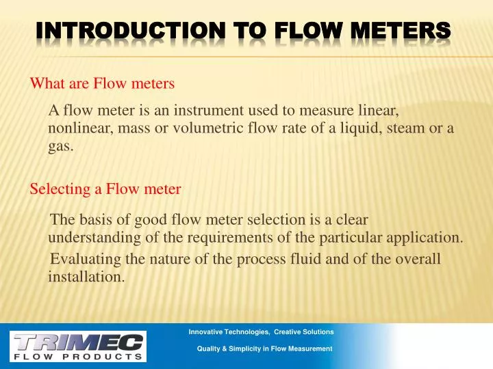 introduction to flow meters